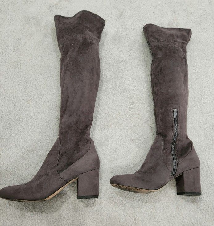 Aldo Over The Knee Suede Boots Gray US 6.5 Good Conditions