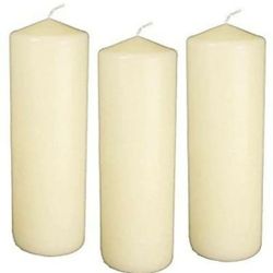 Ivory 3X8" Pillar Unscented Household Candles Wedding Dinner Home/Party -12 Pack