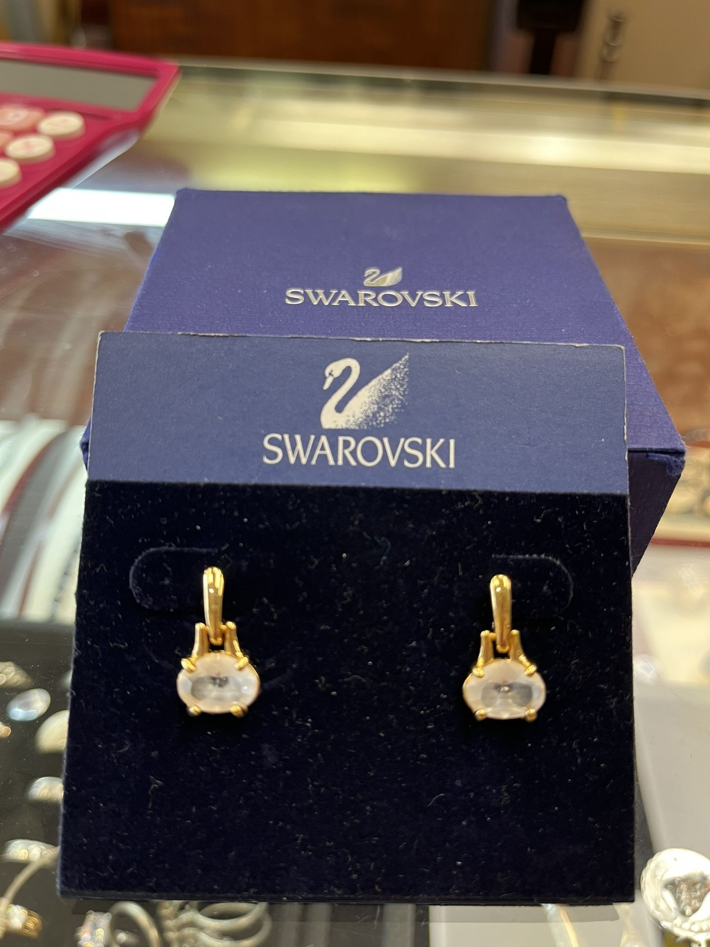 Swarovski Bella V GoldTone Crystal Earrings Used 2cm Retrofit