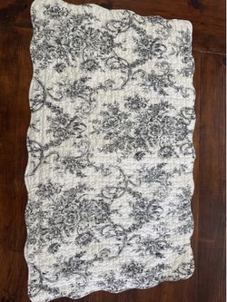 Black & Ivory Quilted Toile Pillow Sham – 24” x 40”