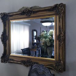 Large Gold Antique Mirror Very Heavy 