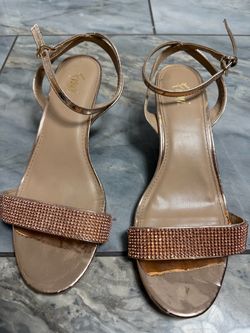 Rose Gold Rhinestone Ankle Strap Sandals
