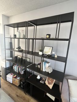 West Elm Black Metal Open Bookshelves – Set of 2