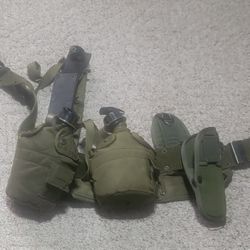  Military Belt With Decanters Knife Seath And Pistol Holster