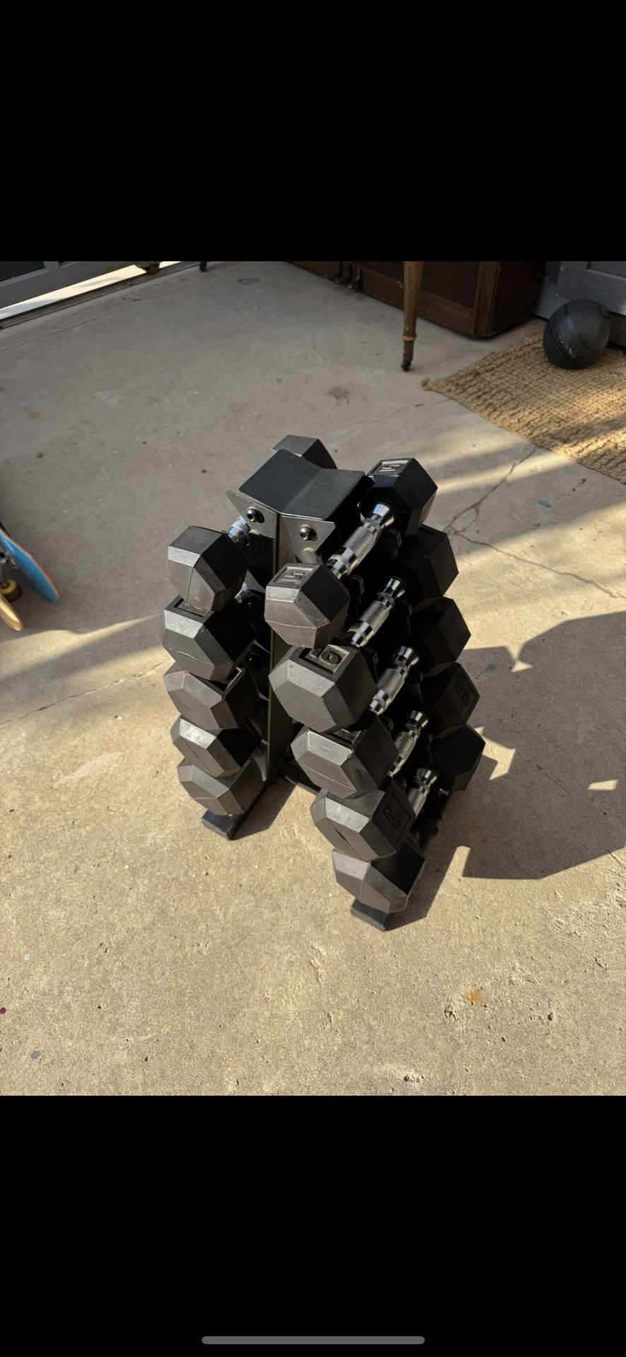 CAP Barbell Rubber Coated Dumbbell Weight Set with Vertical Rack | 