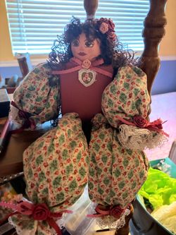 Handmade Fabric Doll with Floral Dress