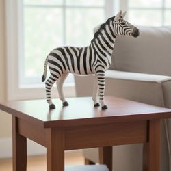 Vintage ZEBRA Statue in Leather 16" from Africa, unique piece!
