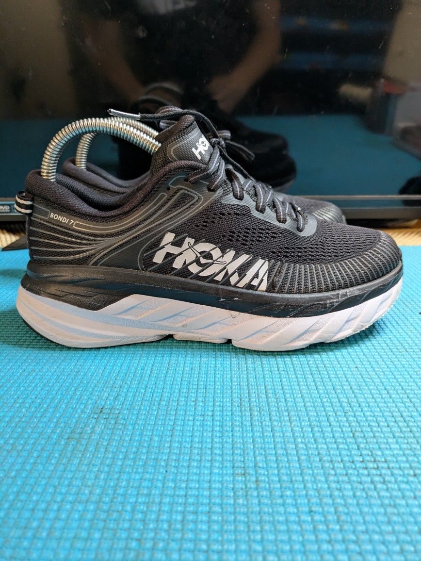 Hoka One One Bondi 7 Womens Sz 6.5 - Wide Fit Running Shoes Black / White
