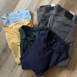 Levi’s 36x30 , T- Shirts Large and Polos Large