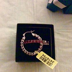 NiB Orissa Rhodolite Round Garnet Inside Out Hoop Earrings 