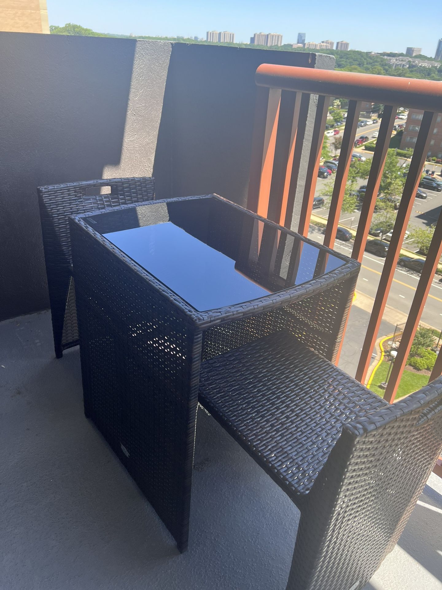 3-piece Outdoor/Patio Rattan Wicker Bistro Dining Set (Table+2 Chairs)
