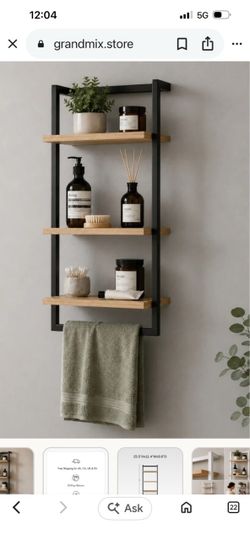 Bathroom shelf with towel rack