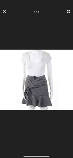 Wayf Womens A Line Skirt Black White Plaid Tie Front Sz Medium