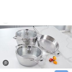 Hermoso Set Olla De 6 Cuartos 4 Cuartos Y Sarten De 10 Pulgadas
