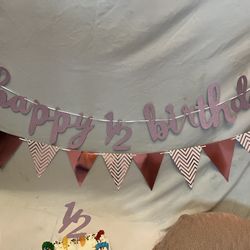 1/2 Birthday Banner And Cake Topper