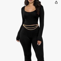 Women's Sexy Long Sleeve Slim Fit Solid Color Jumpsuit Night Out Outfit