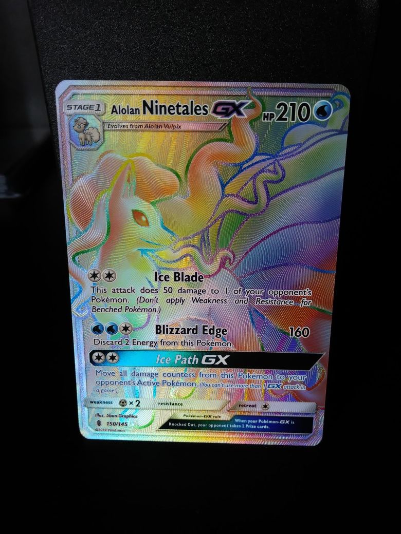 POKEMON ALOLAN NINETALES GX HYPER RAINBOW RARE HOLO MINT CONDITION!!!