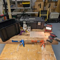 Assorted Tools And Tool Boxes