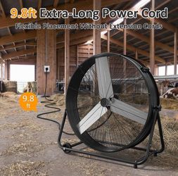 New Large 36 Inches Heavy Duty 16000 CFM Heavy Duty High Velocity Barrel Floor Drum Fan with DC Brushless Motor, Stepless Speed Adjustment for Worksho