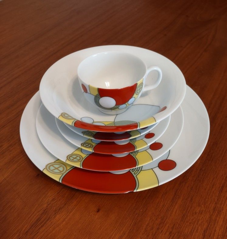 Rare, Limited Edition, Vintage NORITAKE Frank Lloyd Wright 6 piece set Art Deco Dinnerware