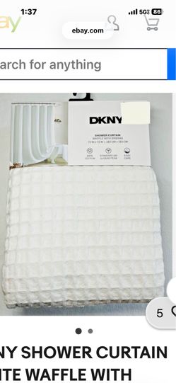 DKNY Shower Curtain White Waffle
