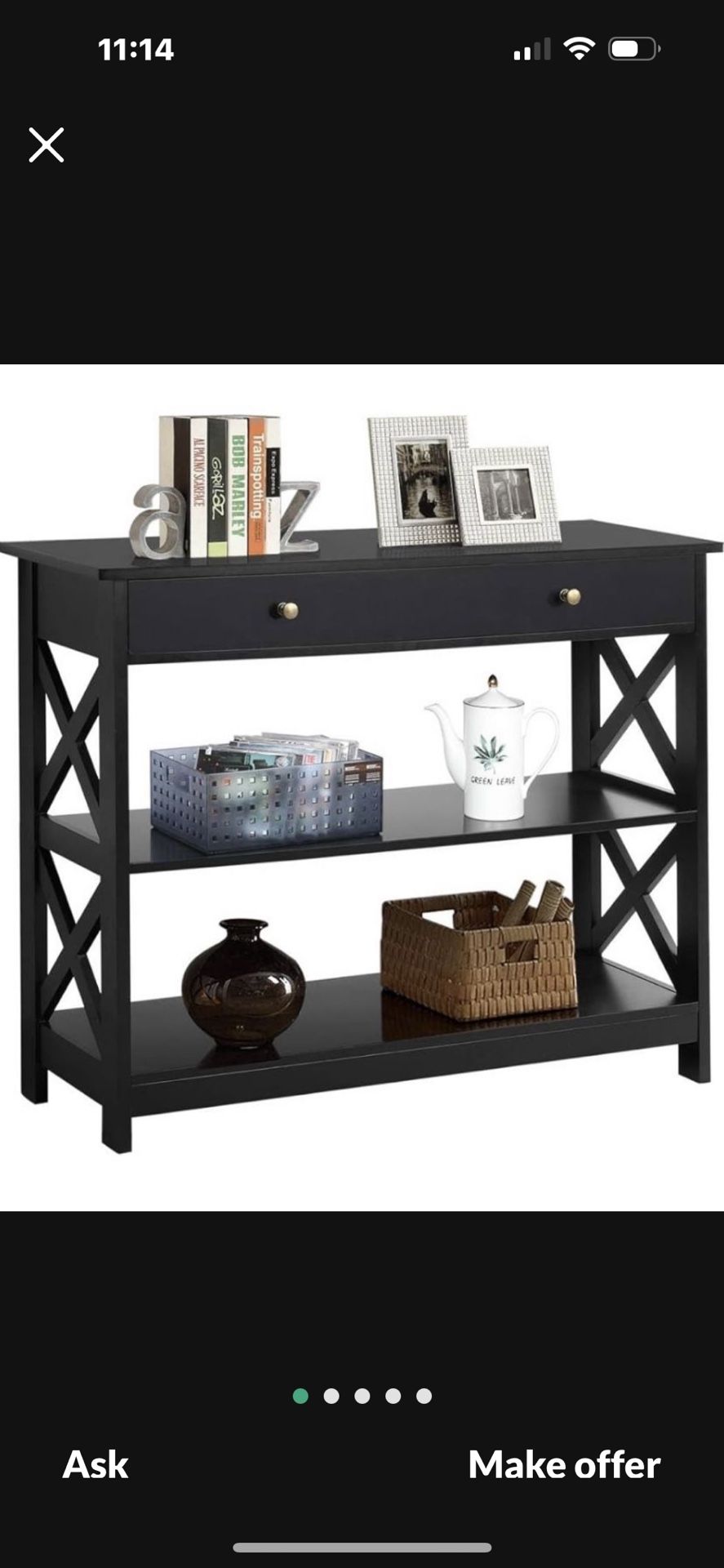 Black Console table with drawer 610907