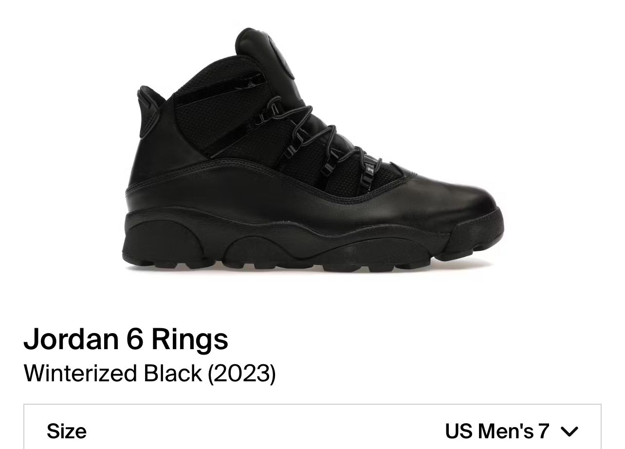 NIKE AIR JORDAN WINTERIZED 6 RINGS BOOTS FV3826 001 MEN SIZE 7