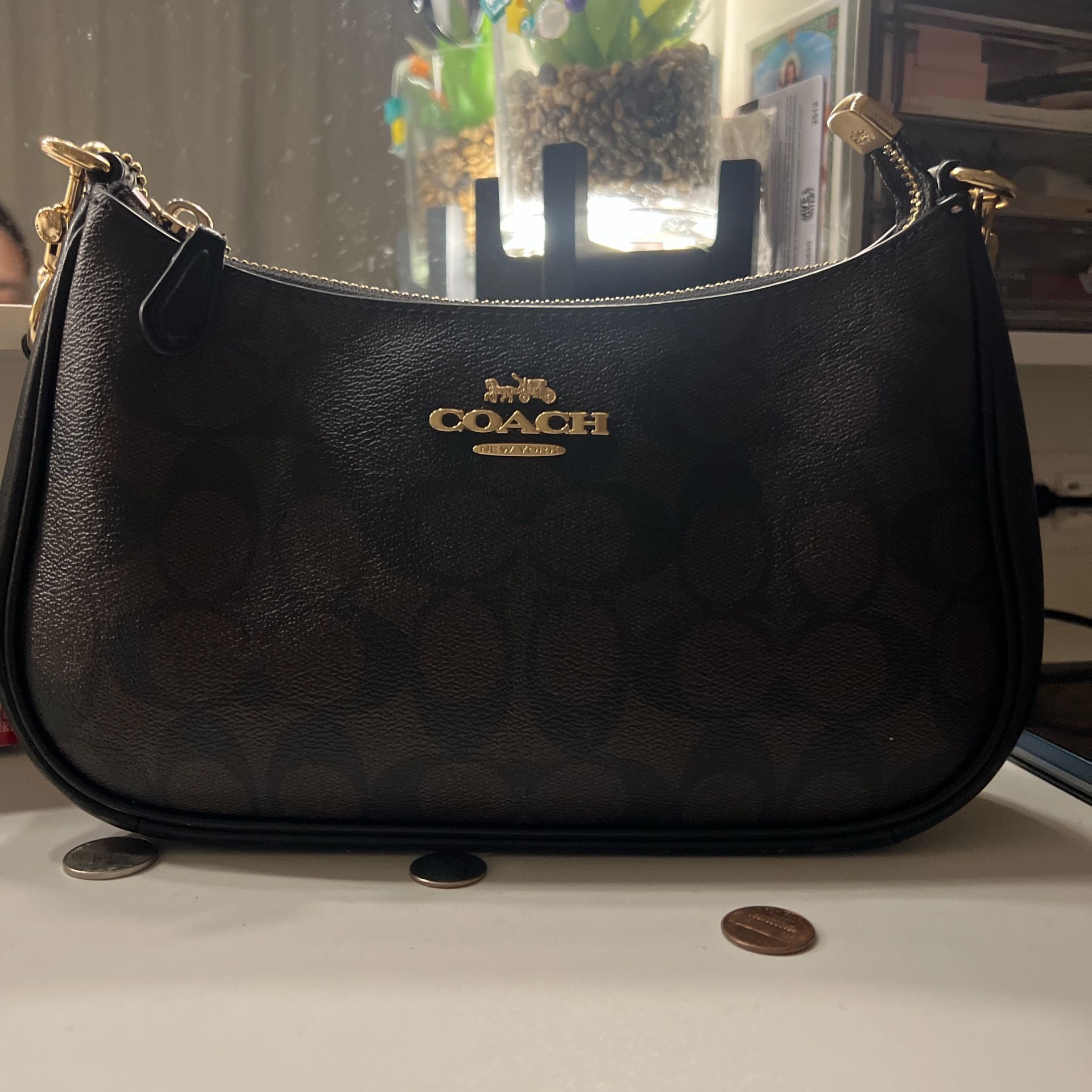 Coach Black And Dark Brown Wallet And Bag