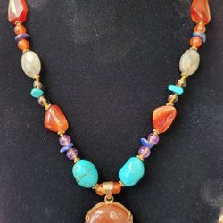 Carnelian, Mixed Beaded Necklace 