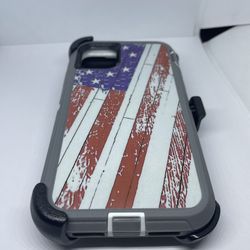 For iPhone 11 USA Flag Camouflage Case With Belt Clíp 