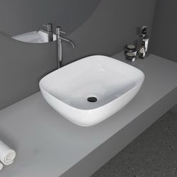 New Altair Design 20 x 16 in. Oval White Finish Ceramic Vessel Bathroom Sink