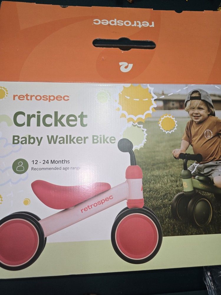 Retrospec Cricket Baby Walker Balance Bike with 4 Wheels for Ages 12-24 Months - Baby Toys & Toddler Toys for 1 Year Olds - Ride On Bicycle - Boys & G