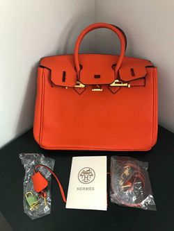 Hermès Birkin Orange Leather Handbag