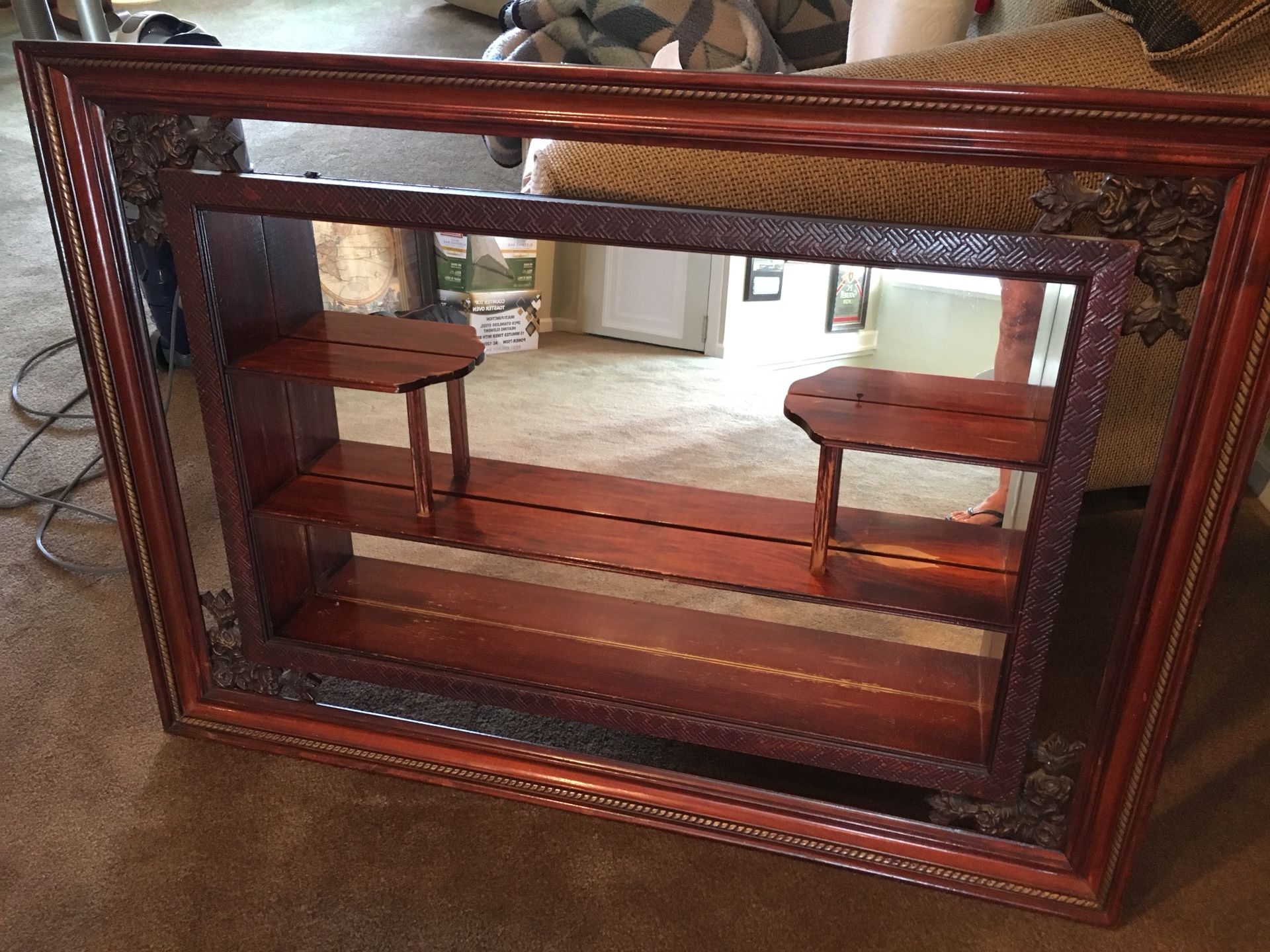 Antique mirrored with shelves