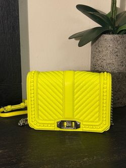 Rebecca Minkoff Yellow Quilted Chain Crossbody Bag