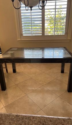 Wood/glass dining room table