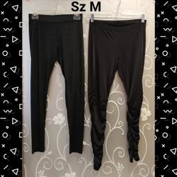 LOT OF 2 WOMENS BLACK LEGGINGS SIZE M 
