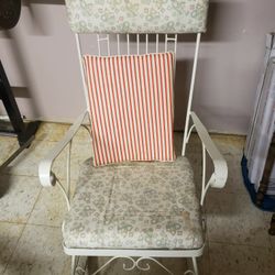 Metal And Wood Rocking Chair.