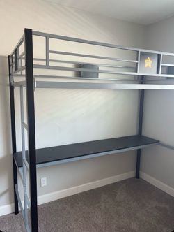 Metal Twin Over Bunk Bed Frame – Black & Gray