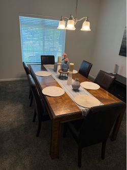 Large Extendable Dining Table Set with 3 Leaves