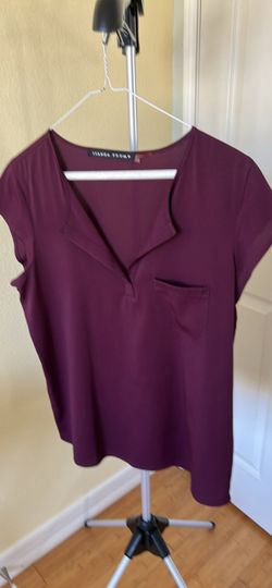 Ivanka Trump Burgundy V-Neck Blouse