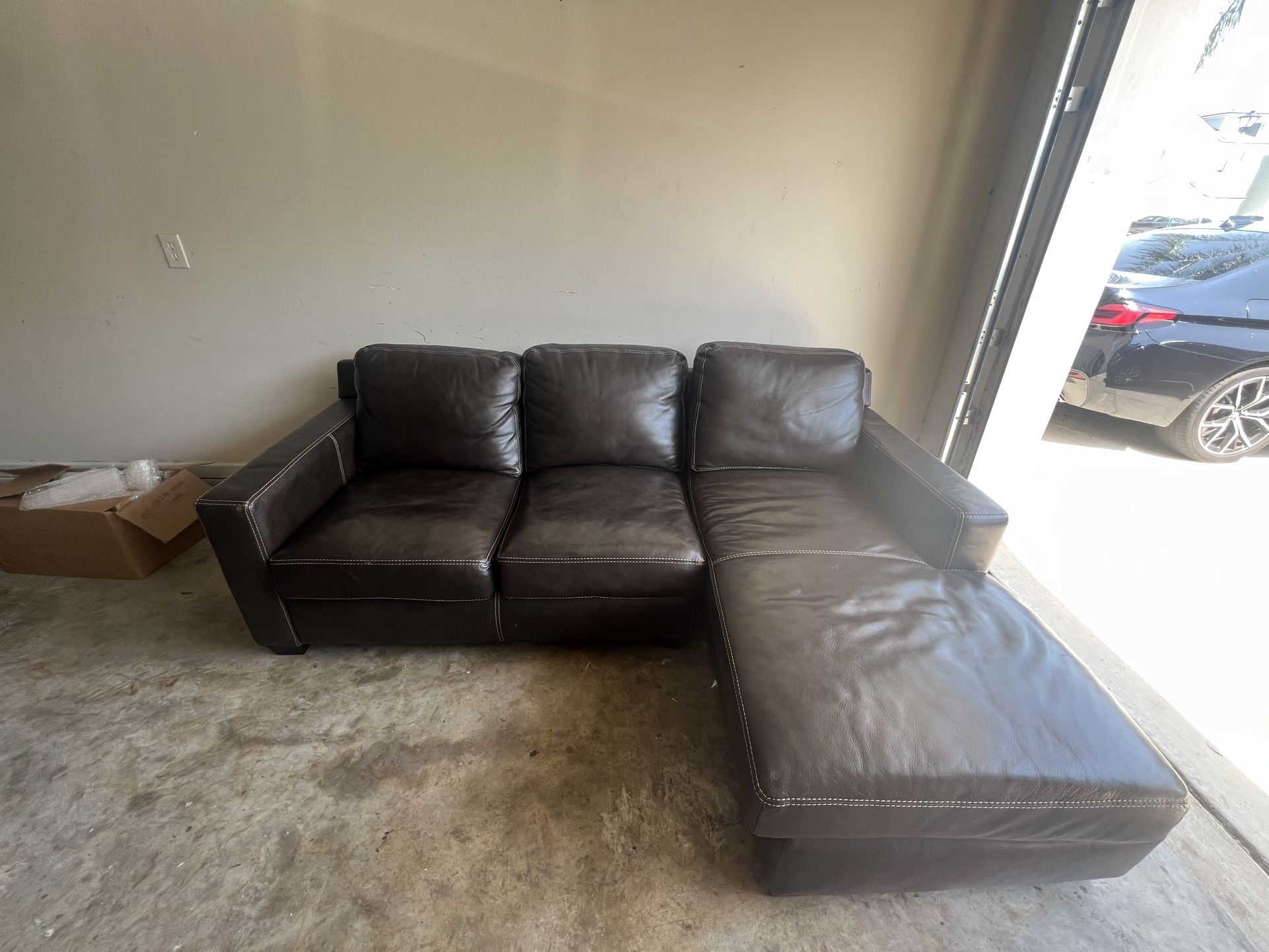 Brown Leather Couch 70x90