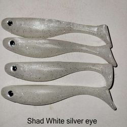5in Swimbaits,  Shad White Silver Eyes 6pk