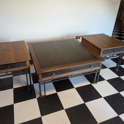 Lexington Coffee Table + 2 Side Tables – Solid Wood & Steel, Heavy Duty