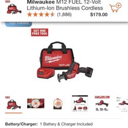 Milwaukee M12 FUEL 12-Volt Lithium-Ion Brushless Cordless HACKZALL Reciprocating Saw Kit w/ One 4.0Ah Batteries Charger & Tool B