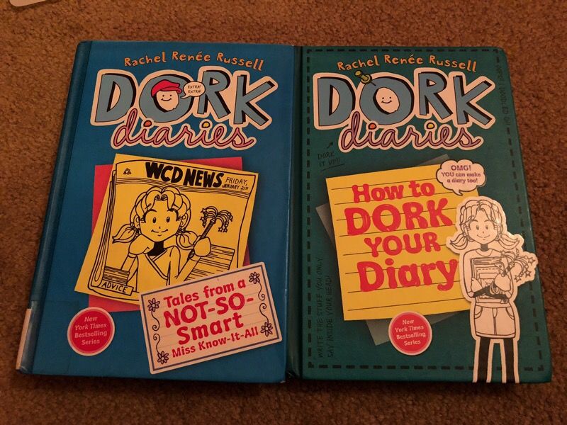 2 Dork Diaries books and 2 Big Nate books