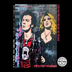 New Original Hand Painted / Collage / Spray Paint 'LOVE SHOULD BE DANGEROUS' 36" × 24" on Vinyl - SIGNED- Suitable For Framing