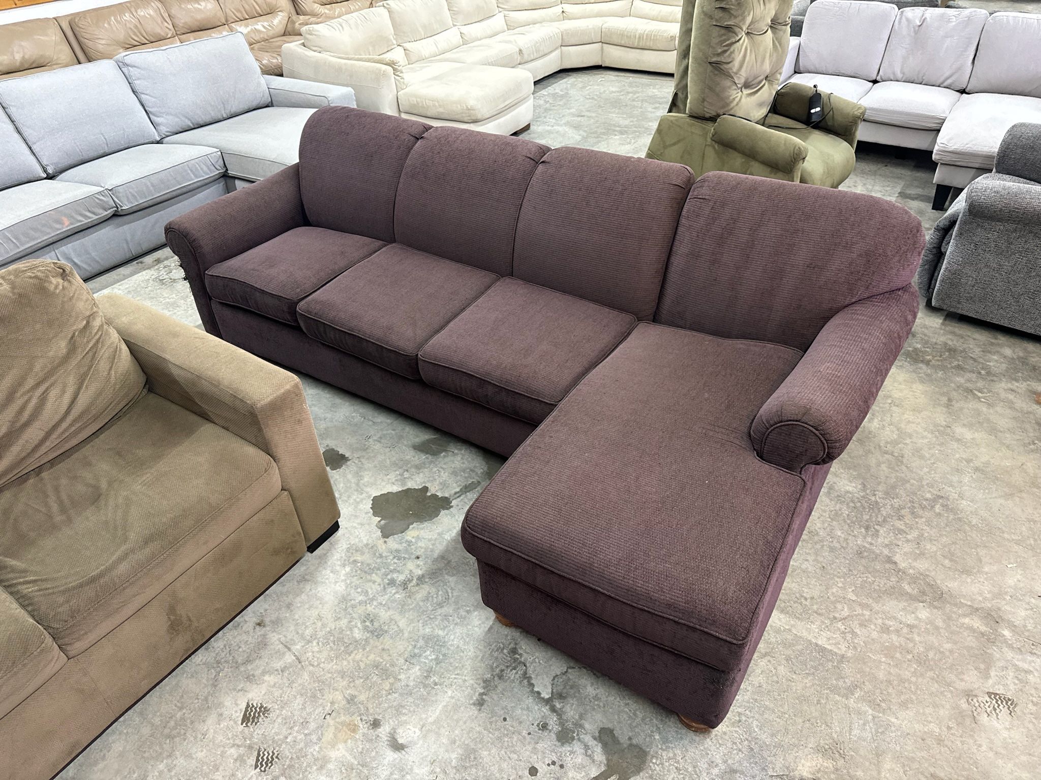 Maroon L-Shaped Sectional Couch With Pullout Bed “WE DELIVER”