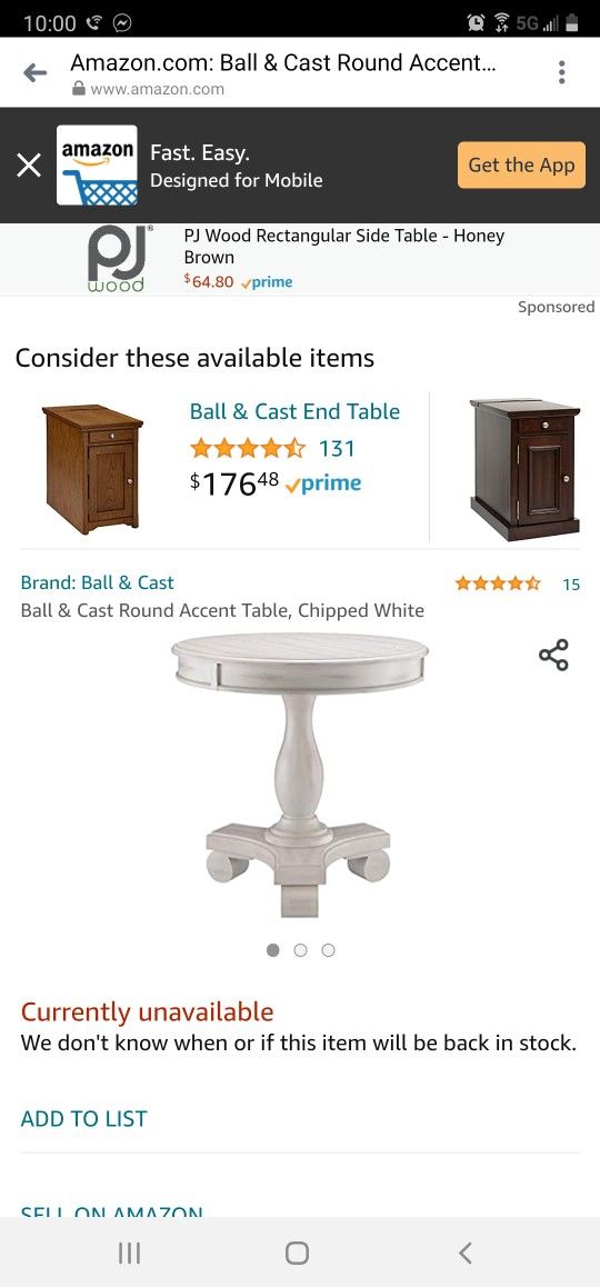 Ball & Cast Round Accent Table, Chipped White