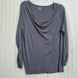 Old Navy Long Sleeve Soft Stretch Crowl Shirt Ruched Sleeves Gray Women's XXL